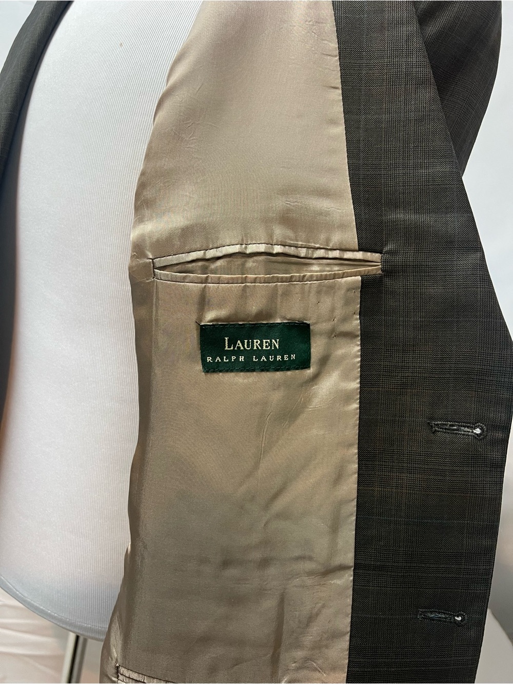 Ralph Lauren Men's 42 Blazer 34x29 Pants Dark Taupe Plaid Suit - Picture 8 of 8